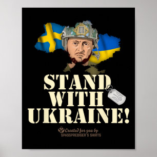Poster Ucrânia Suécia Bandeiras Dog Tag Zelenskyy Fique C