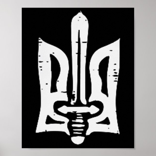 Poster Ucrânia Trident Sword Pocket Ucraniano Tryzub Wome (Frente)