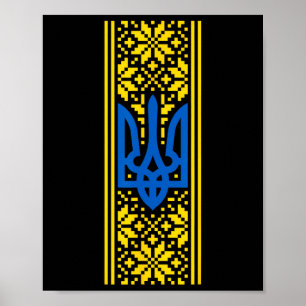 Poster Ucrânia Tridente Vyshyvanka Traje Presidente Zelen