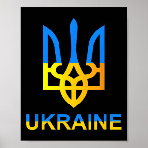 Poster Ucrânia Tryzub Tridente Negrito Moderno Estilo de