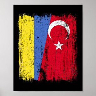 Poster Ucrânia Turquia Meia Bandeira Turquia Ucraniano Tu