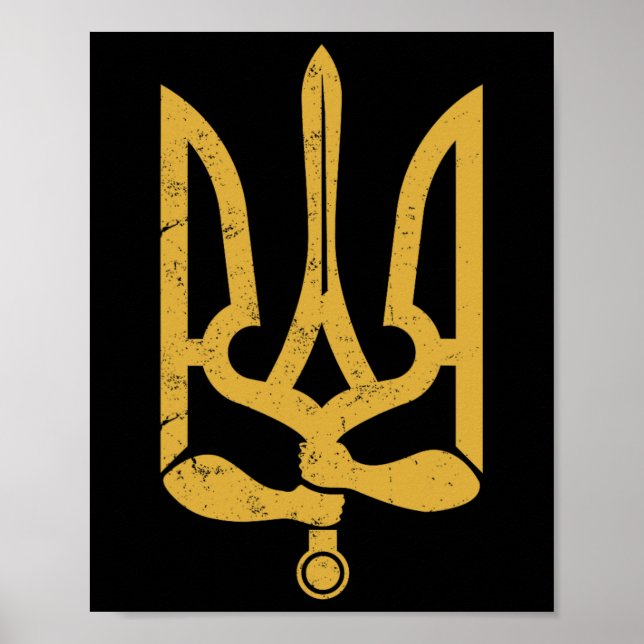 Poster Ucrânia Ucraniano Kiew Trysub Bandeira 10  (Frente)