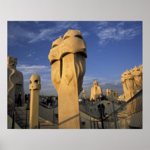 Poster UE, Espanha, Catalunha, Barcelona. Antonio Gaudi's