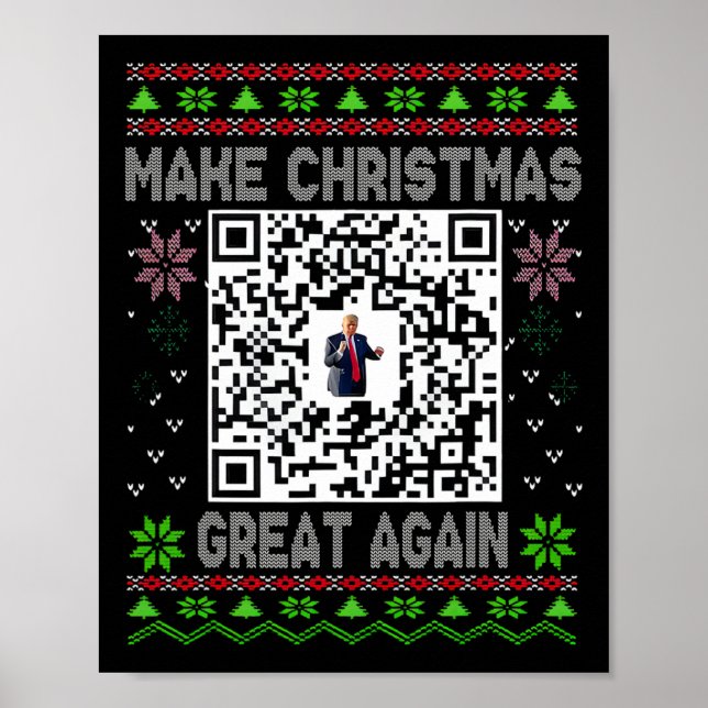 Poster Ugly Christmas Funny Qr President Trump Dance Code (Frente)