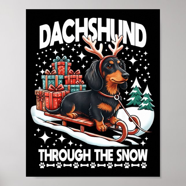 Poster Ugly Dachshund Christmasthrough The Snow Gift Chri (Frente)