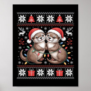 Poster Ugly Otter Natal Luzes de Natal Família Combinando