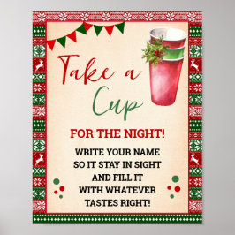 Poster Ugly Sweater Take a Cup for the Night Sign