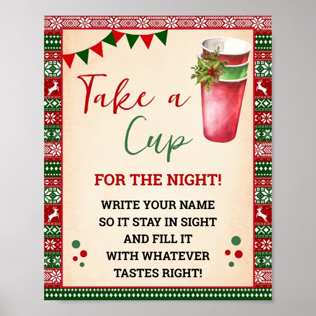 Poster Ugly Sweater Take a Cup for the Night Sign (Frente)