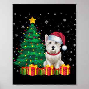 Poster Ugly Westie Papai Noel Luzes de Natal Cachorro X