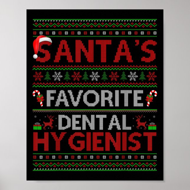 Poster Ugly Xmas Santa's Favorite Dental Hygienist Christ (Frente)
