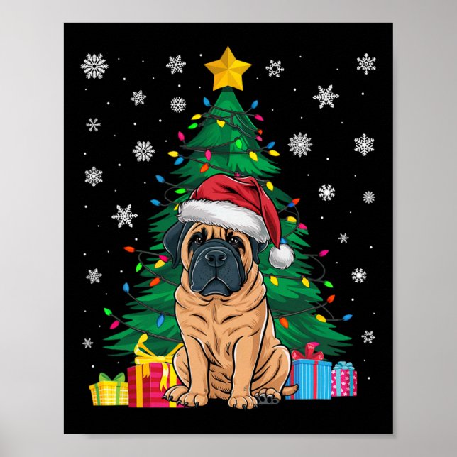 Poster Ugsuater Xmas Tree Luz Inglês Mastiff Dog (Frente)