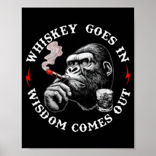 Poster Uísque Entra Sábio Sai Macaco Engraçado (no