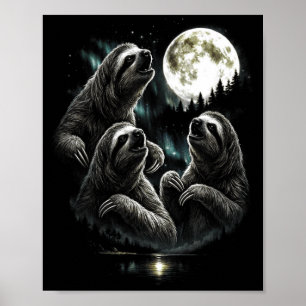 Poster Uivando 3 Preguiça Lua Vintage Estilo Retrô Divert