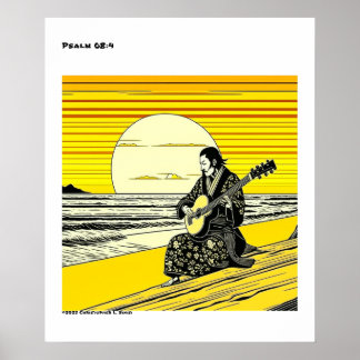 Poster Ukiyo-e Amarelo-preto
