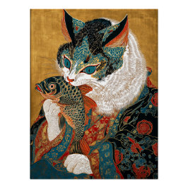Pôster Ukiyo-e Cat | Arte Japonesa