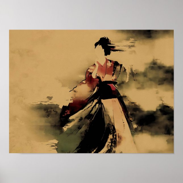 Poster UKIYO-E Pintura de uma Mulher (Frente)
