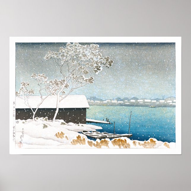 Poster ukiyoe - hasui - C11 - Shirahige em neve - (Frente)
