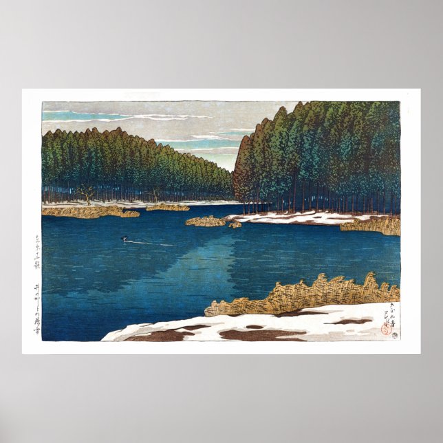 Poster ukiyoe - hasui - C12 - Lingering Snow em Inoka.. (Frente)