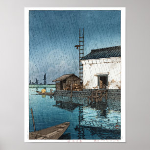 Poster ukiyoe - hasui - m02 - Ushibori em chuva -
