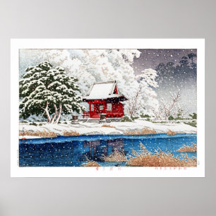 Poster ukiyoe - hasui - m06 - Neve em Shrine Entrance - 