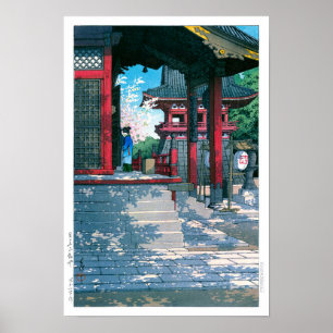 Poster ukiyoe - hasui - nº 18 do templo Meguro Fudo -