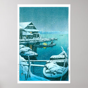 Poster ukiyoe - hasui - nº 27 neve em Mukomjima -