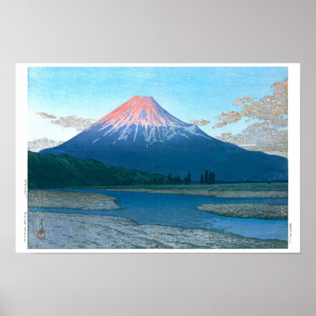 Poster ukiyoe - hasui - Nº 30 O Rio Fuji - (Frente)