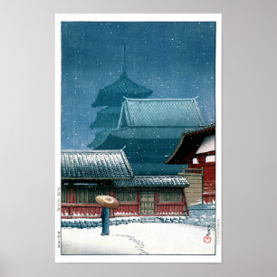 Poster ukiyoe - hasui - nº 31 templo Tennoji em Osaka -
