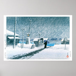 Poster ukiyoe - hasui - Nº 3 Neve em Tsukishima -