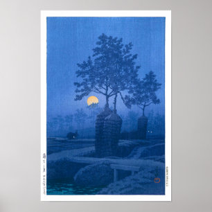 Poster ukiyoe - hasui - No.20 Noite de Lua na Gamo -