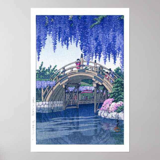 Poster ukiyoe - hasui - No.34 Wisteria em Kameido - (Frente)