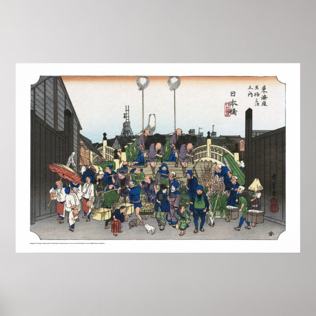 Poster ukiyoe - Hiroshige - No.00-2 Nihonbashi - (Frente)