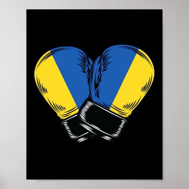 Poster Ukraine Flag Boxing Boxer Ukrainian Flag  (Frente)