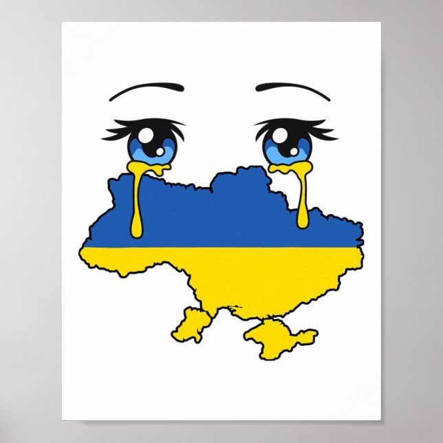 Poster Ukraine Flag Crying Tears For Ukraine  (Frente)