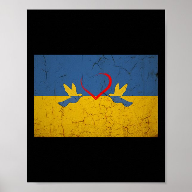 Poster Ukraine Flag With Heart  (Frente)