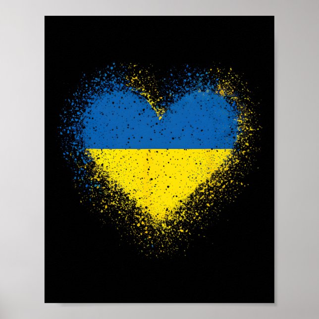 Poster Ukraine Flagge Herz Männer Frauen  (Frente)