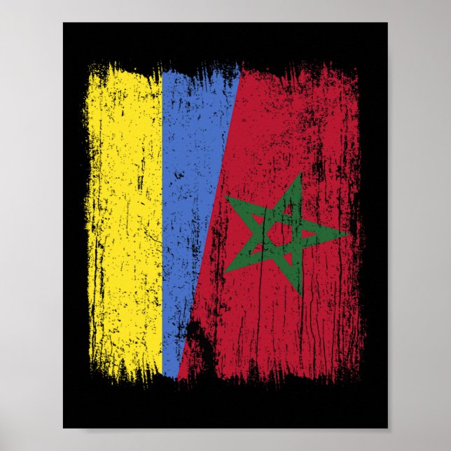 Poster Ukraine Morocco Half Flag Ukrainian Moroccan Herit (Frente)