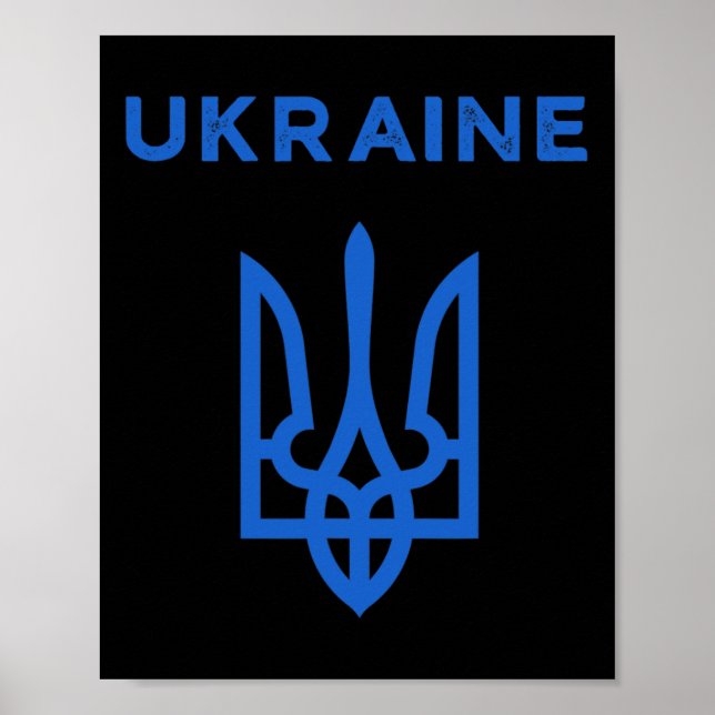Poster Ukraine Supporter Trident Ukrainian Tryzub Flag Co (Frente)