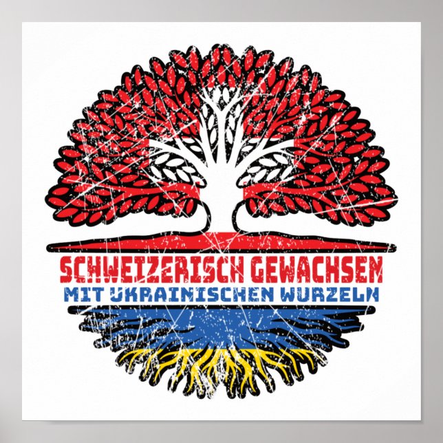 Poster Ukraine Ukrainisch Schweizer Schweiz Baum Wurzel (Frente)