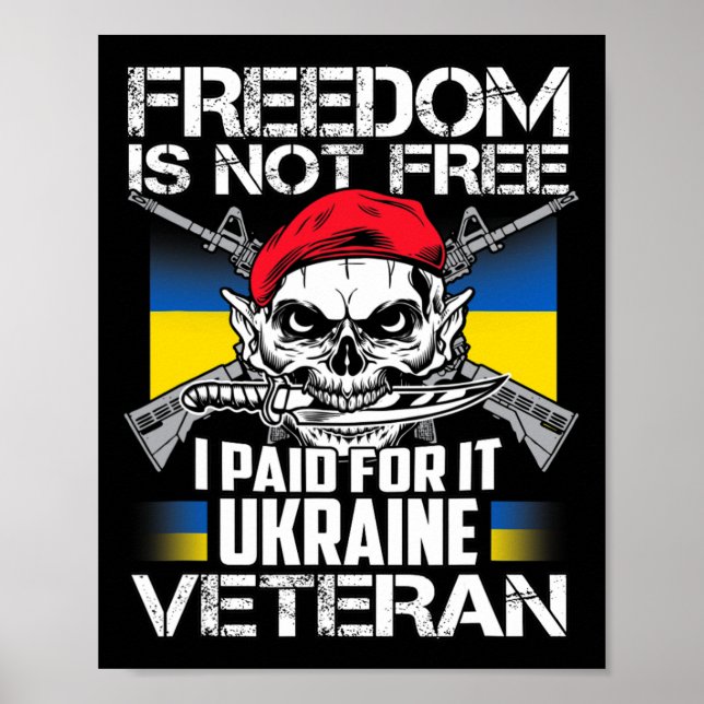 Poster Ukraine Veteran Support Ukraine Map Flag Pride Blu (Frente)