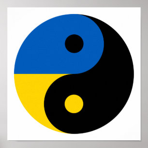 Poster Ukraine Yin Yang symbol with flag of Ukraine color