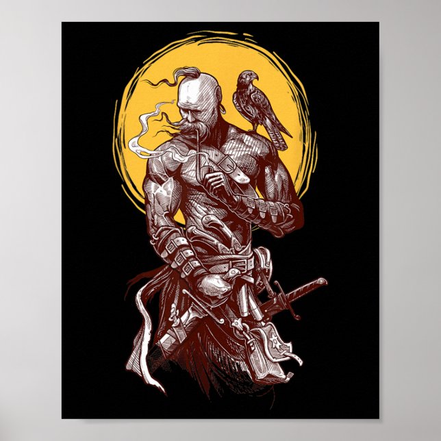 Poster Ukrainian Cossack Warrior Holding Sword Fighting F (Frente)