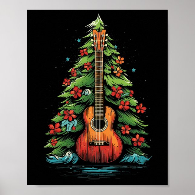 Poster Ukulele Camisetas Gráficas de Música de Natal para (Frente)