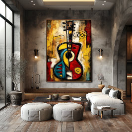 Poster Ukulele Expressionista Abstrato – Moderno Simbólic