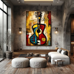 Poster Ukulele Expressionista Abstrato – Moderno Simbólic