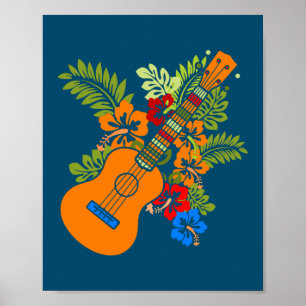 Poster Ukulele Guitar Hawaii Música Plantas Nature Uke