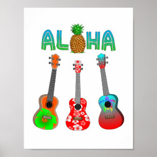 Poster Ukulele havaiano Aloha Havaí