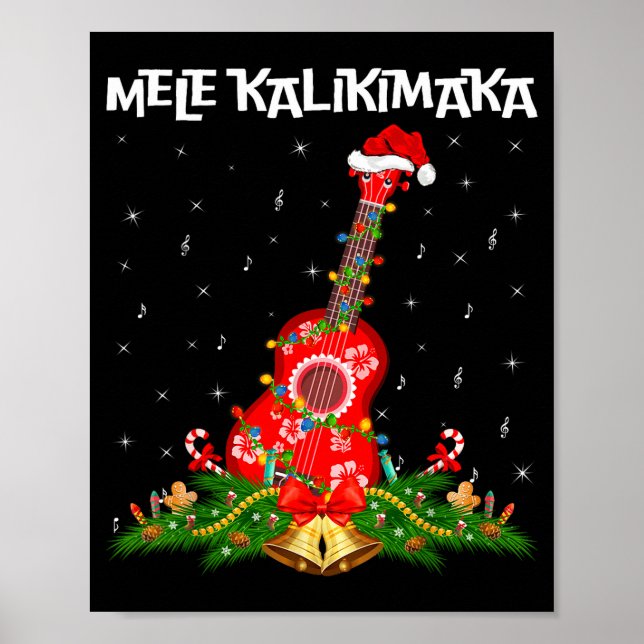 Poster Ukulele Hawaiian Mele Kalikimaka Ukulele Guitar Ch (Frente)