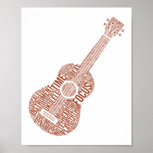 Poster Ukulele Word Cloud Ukulele Player Havaiano