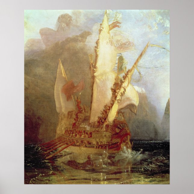 Pôster Ulisses Deridindo Polifema, detalhe do navio (Frente)